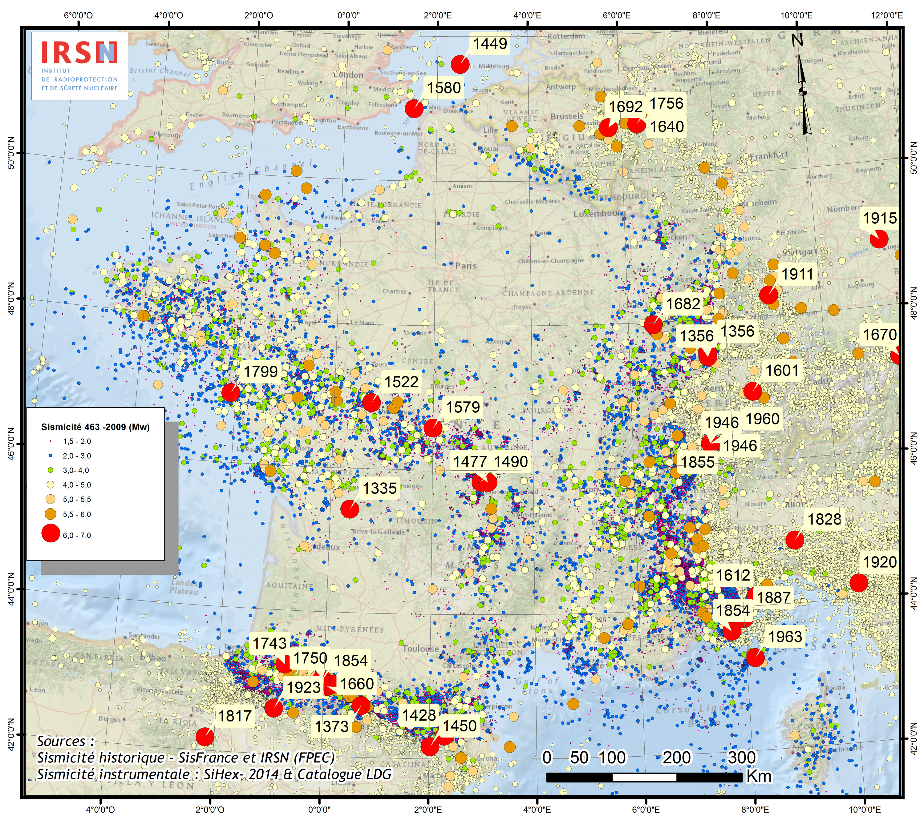 carte de france des seismes Les séismes en France métropolitaine