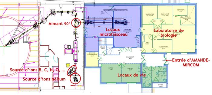 Plan - Le microfaisceau de Mircom, installé sur le site IRSN de Cadarache 