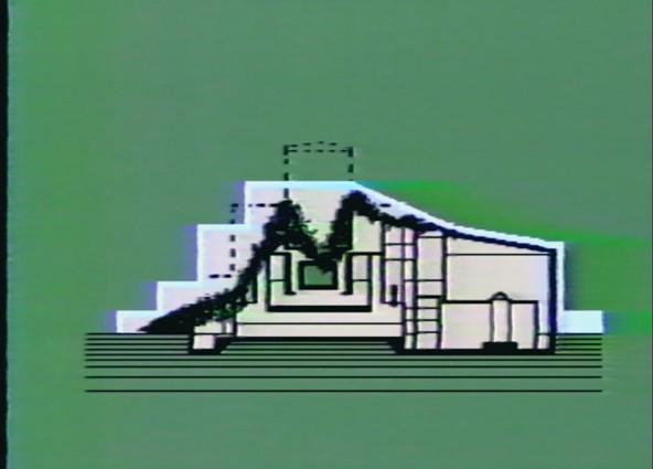 Enceinte de confinement, extrait du film Tchernobyl du Comité d'Etat de l'Union soviétique pour l'utilisation de l'énergie atomique, 1986. Archives IRSN/FAR 380318.