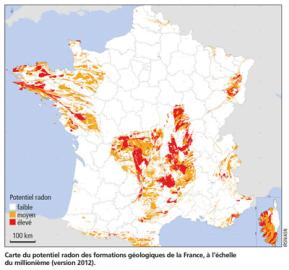 Carte : Le radon en France