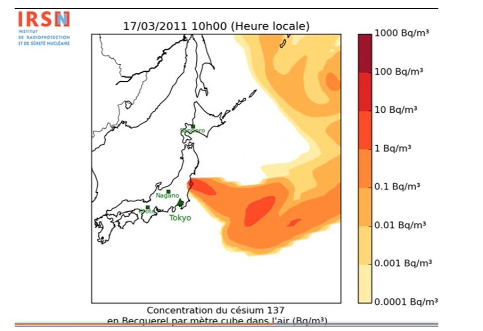 Modélisation de la dispersion des rejets radioactifs de la centrale de Fukushima Daiichi dans l’atmosphère à l'échelle régionale 