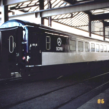 Voiture-rail du SCPRI : vue extérieure 1986