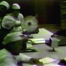 Salle de commande du réacteur 1, extrait du film Tchernobyl du Comité d'Etat de l'Union soviétique pour l'utilisation de l'énergie atomique, 1986. Archives IRSN/FAR 380318